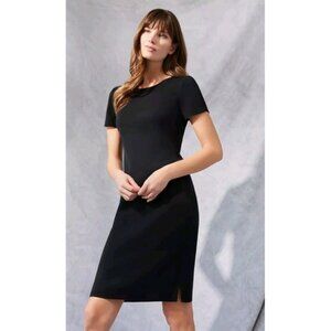 MING WANG‎ Women's Short Sleeve Knit Dress, Crewneck Stretch Black Size M